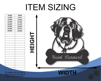 Custom Metal Saint Bernard Wall Art - Metal Dog Breed Sign - 20+ Color Options - Up to 46"