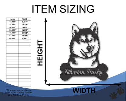 Custom Metal Siberian Husky Wall Art - Metal Dog Breed Sign - 20+ Color Options - Up to 46"