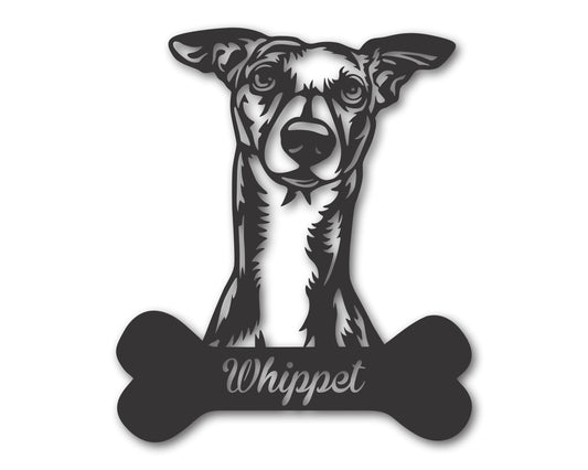 Custom Metal Whippet Wall Art - Metal Dog Breed Sign - 20+ Color Options - Up to 46"