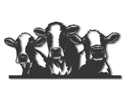 Metal Cow Wall Art | Indoor Outdoor | Up to 46" | 20+ Color Options