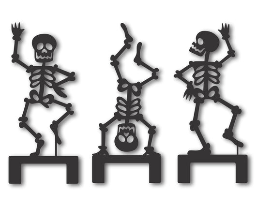 Custom Metal 3pc Skeleton Yard Stakes | Indoor Outdoor | Up to 46" | 20+ Color Options