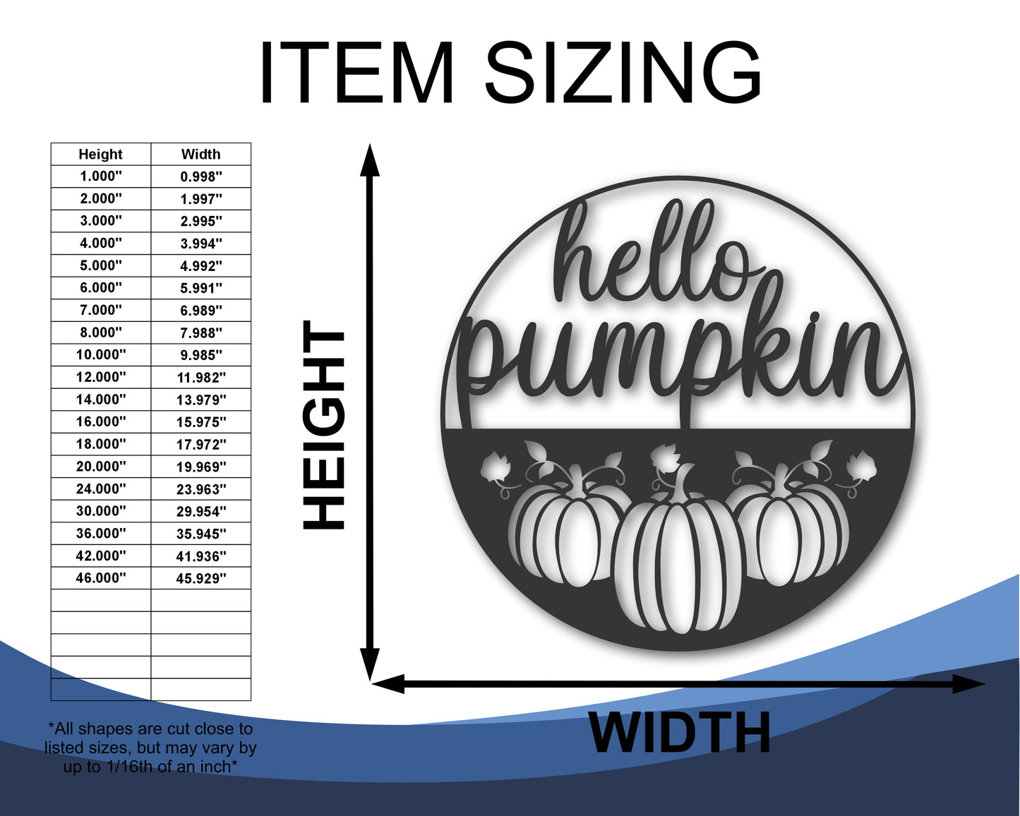 Custom Metal Hello Pumpkin Wall Art | Indoor Outdoor | Up to 46" | 20+ Color Options