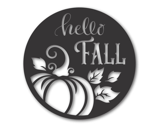 Custom Metal Hello Fall Wall Art | Indoor Outdoor | Up to 46" | 20+ Color Options