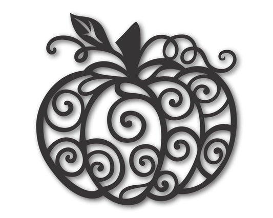 Custom Metal Swirly Pumpkin Wall Art | Indoor Outdoor | Up to 46" | 20+ Color Options