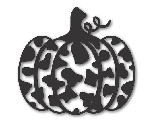 Custom Metal Cow Print Pumpkin Wall Art | Indoor Outdoor | Up to 46" | 20+ Color Options