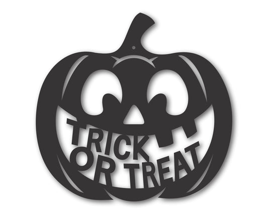 Custom Metal Trick or Treat Pumpkin Wall Art | Indoor Outdoor | Up to 46" | 20+ Color Options