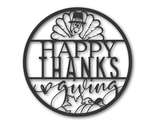 Custom Metal Happy Thanksgiving Wall Art | Indoor Outdoor | Up to 46" | 20+ Color Options