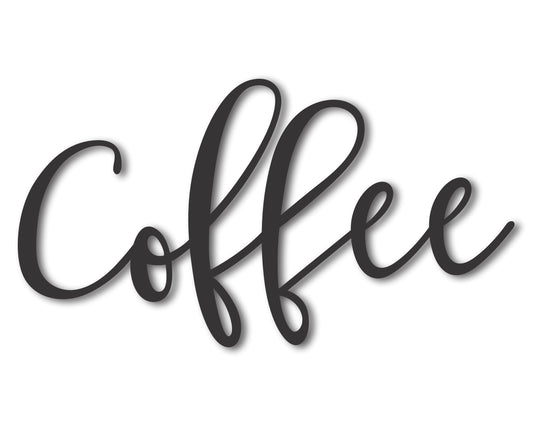 Custom Metal Coffee Script Wall Art | Indoor Outdoor | Up to 46" | 20+ Color Options