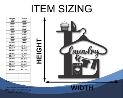 Custom Metal Laundry Wall Art | Indoor Outdoor | Up to 46" | 20+ Color Options