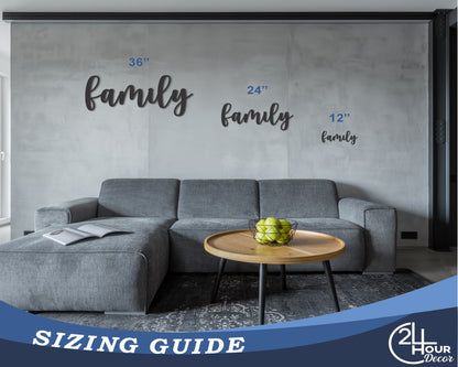 Custom Metal Family Script Wall Art | Indoor Outdoor | Up to 46" | 20+ Color Options