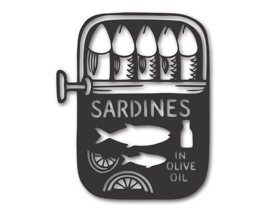 Custom Metal Sardines Wall Art | Indoor Outdoor | Up to 46" | 20+ Color Options