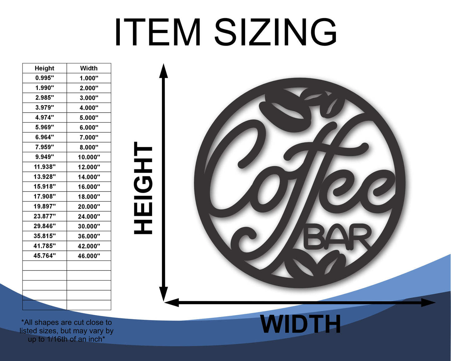Custom Metal Circle Coffee Bar Wall Art | Indoor Outdoor | Up to 46" | 20+ Color Options