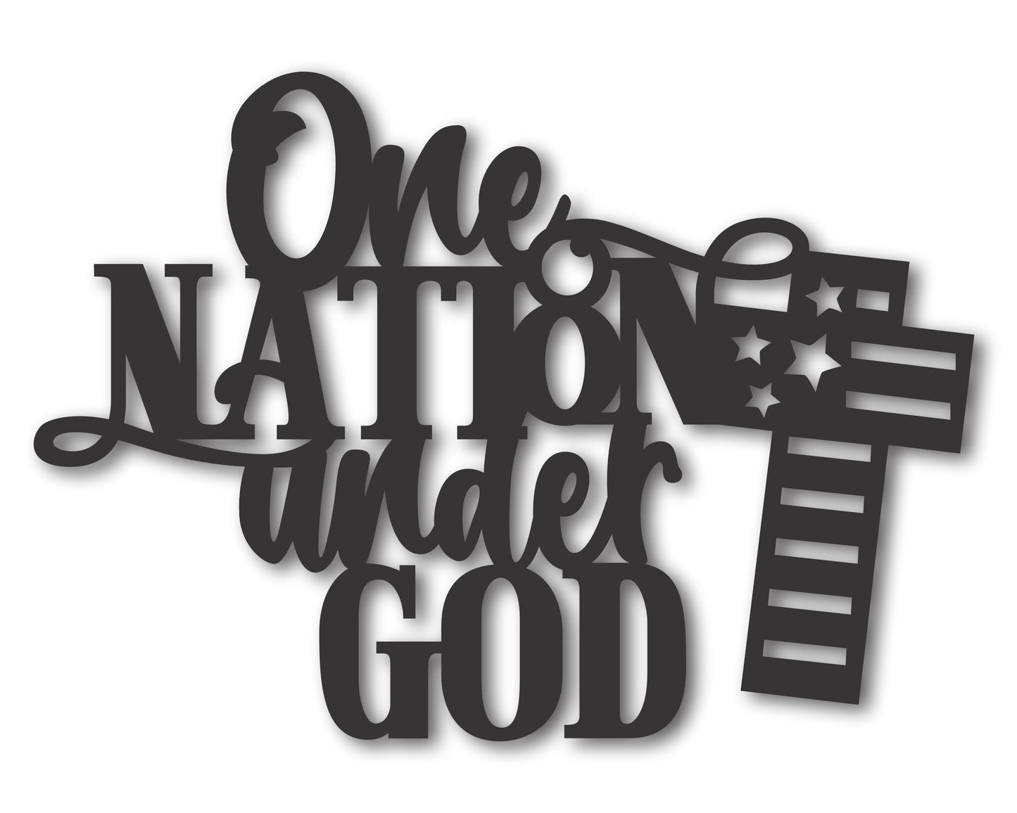 Custom Metal One Nation Under God Wall Art | Indoor Outdoor | Up to 46" | 20+ Color Options