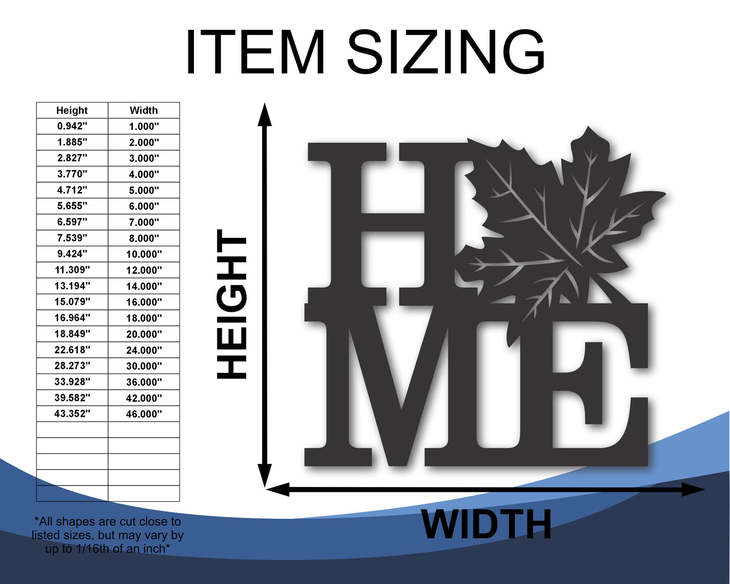 Custom Metal Home Fall Leaf Wall Art | Indoor Outdoor | Up to 46" | 20+ Color Options