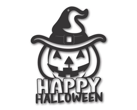 Custom Metal Happy Halloween Witch Pumpkin Wall Art | Indoor Outdoor | Up to 46" | 20+ Color Options