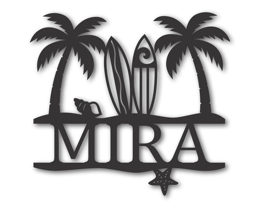 Custom Metal Surfer Beach Wall Art | Indoor Outdoor | Up to 46" | 20+ Color Options