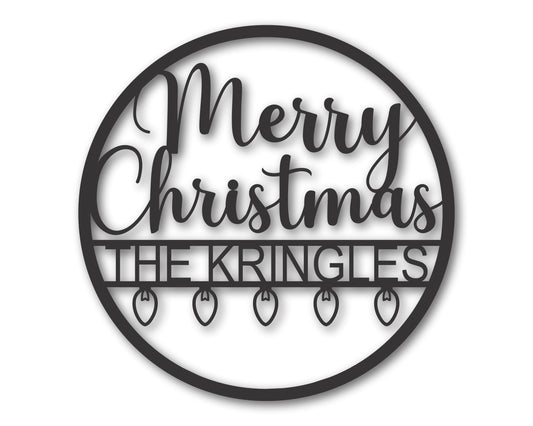 Custom Metal Christmas Lights Merry Christmas Wall Art | Indoor Outdoor | Up to 46" | 20+ Color Options