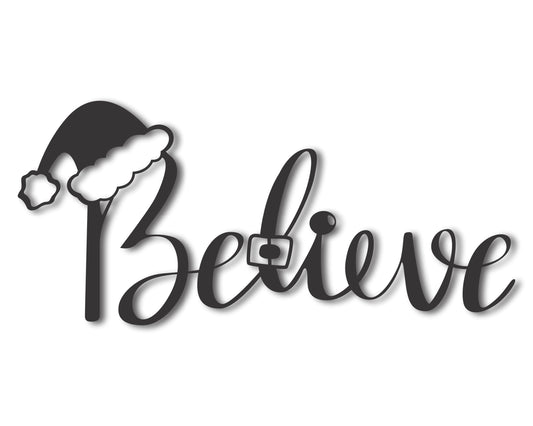 Custom Metal Santa Believe Wall Art | Indoor Outdoor | Up to 46" | 20+ Color Options