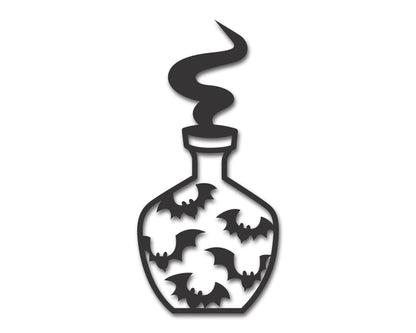 Custom Metal Halloween Bat Potion Bottle Wall Art | Indoor Outdoor | Up to 46" | 20+ Color Options