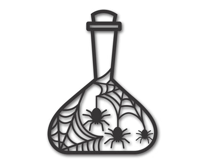 Custom Metal Halloween Spider Potion Bottle Wall Art | Indoor Outdoor | Up to 46" | 20+ Color Options