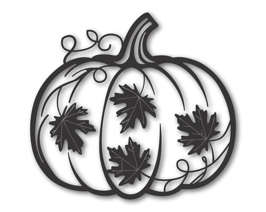 Custom Metal Pumpkin and Leaves Wall Art | Indoor Outdoor | Up to 46" | 20+ Color Options