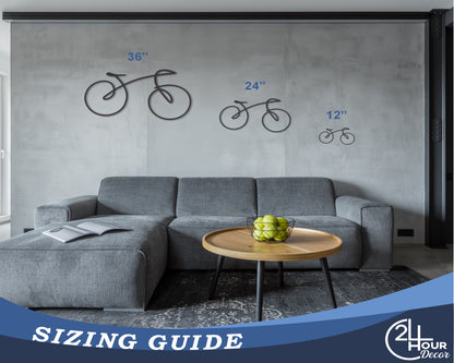 Custom Metal Bicycle Wall Art | Indoor Outdoor | Up to 46" | 20+ Color Options