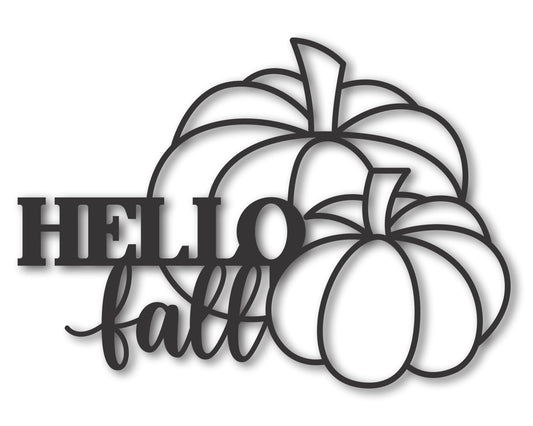 Custom Metal Hello Fall Pumpkins Wall Art | Indoor Outdoor | Up to 46" | 20+ Color Options