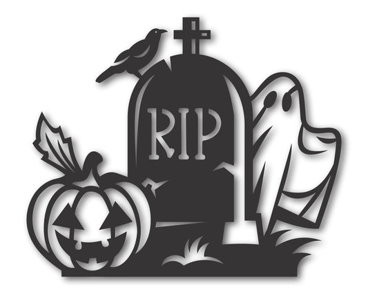 Custom Metal Gravestone Halloween Wall Art | Indoor Outdoor | Up to 46" | 20+ Color Options