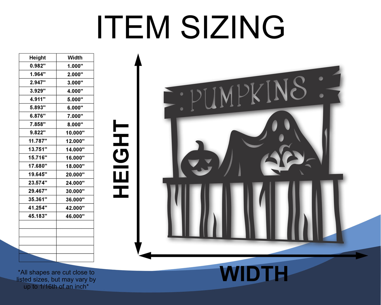 Custom Metal Pumpkin Sales Wall Art | Indoor Outdoor | Up to 46" | 20+ Color Options