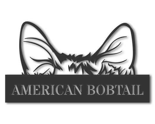 Custom Metal American Bobtail Cat Wall Art - Metal Cat Breed Sign - 20+ Color Options - Up to 46"