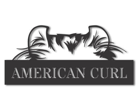 Custom Metal American Curl Cat Wall Art - Metal Cat Breed Sign - 20+ Color Options - Up to 46"