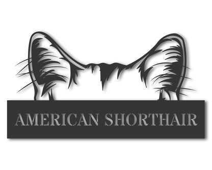 Custom Metal American Shorthair Cat Wall Art - Metal Cat Breed Sign - 20+ Color Options - Up to 46"