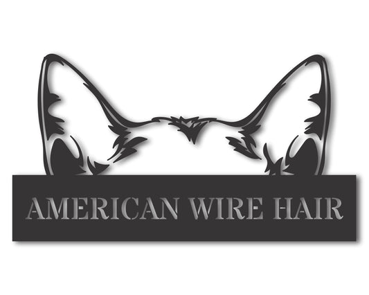 Custom Metal American Wire Hair Cat Wall Art - Metal Cat Breed Sign - 20+ Color Options - Up to 46"