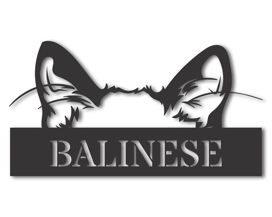 Custom Metal Balinese Cat Wall Art - Metal Cat Breed Sign - 20+ Color Options - Up to 46"