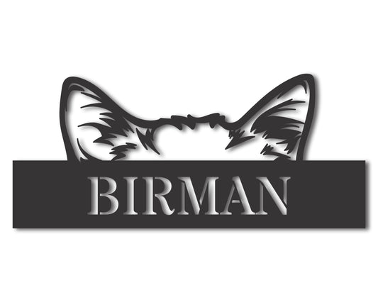 Custom Metal Birman Cat Wall Art - Metal Cat Breed Sign - 20+ Color Options - Up to 46"
