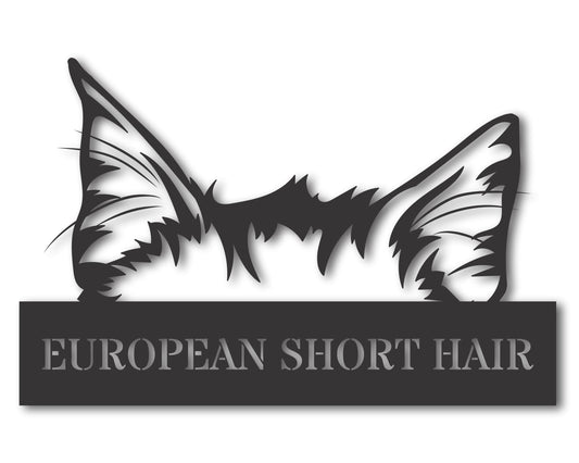 Custom Metal European Short Hair Cat Wall Art - Metal Cat Breed Sign - 20+ Color Options - Up to 46"