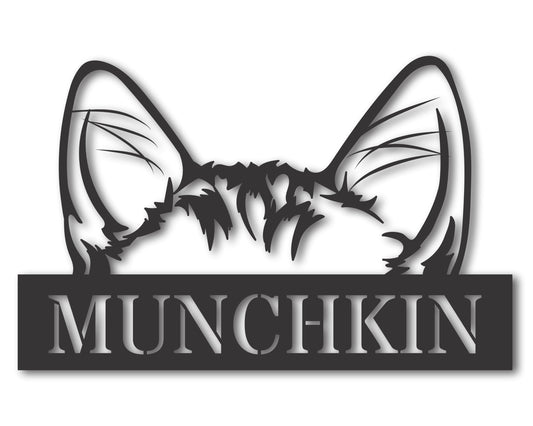 Custom Metal Munchkin Cat Wall Art - Metal Cat Breed Sign - 20+ Color Options - Up to 46"