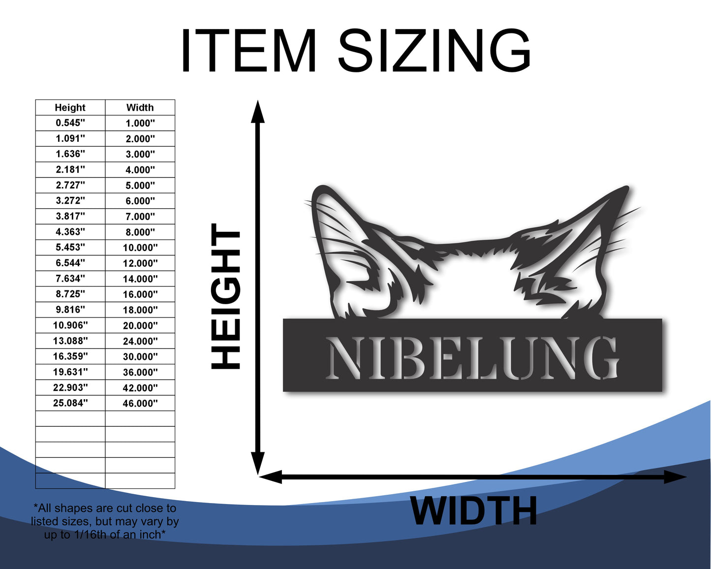 Custom Metal Nibelung Cat Wall Art - Metal Cat Breed Sign - 20+ Color Options - Up to 46"