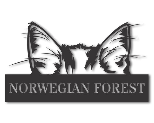 Custom Metal Norwegian Forest Cat Wall Art - Metal Cat Breed Sign - 20+ Color Options - Up to 46"