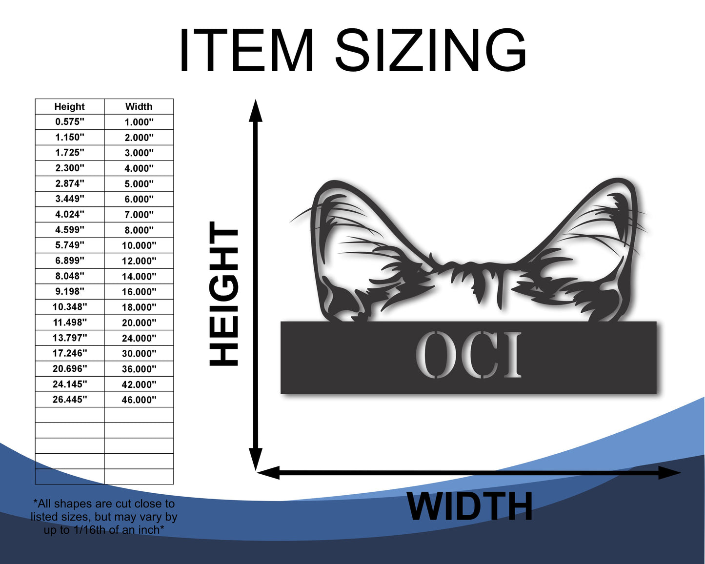 Custom Metal Oci Cat Wall Art - Metal Cat Breed Sign - 20+ Color Options - Up to 46"