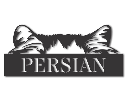 Custom Metal Persian Cat Wall Art - Metal Cat Breed Sign - 20+ Color Options - Up to 46"