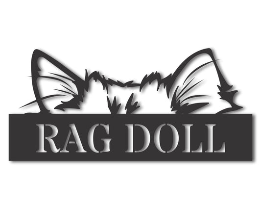 Custom Metal Rag Doll Cat Wall Art - Metal Cat Breed Sign - 20+ Color Options - Up to 46"