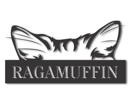 Custom Metal Ragamuffin Cat Wall Art - Metal Cat Breed Sign - 20+ Color Options - Up to 46"