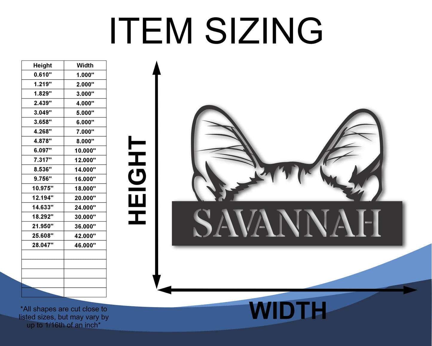 Custom Metal Savannah Cat Wall Art - Metal Cat Breed Sign - 20+ Color Options - Up to 46"