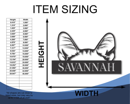 Custom Metal Savannah Cat Wall Art - Metal Cat Breed Sign - 20+ Color Options - Up to 46"
