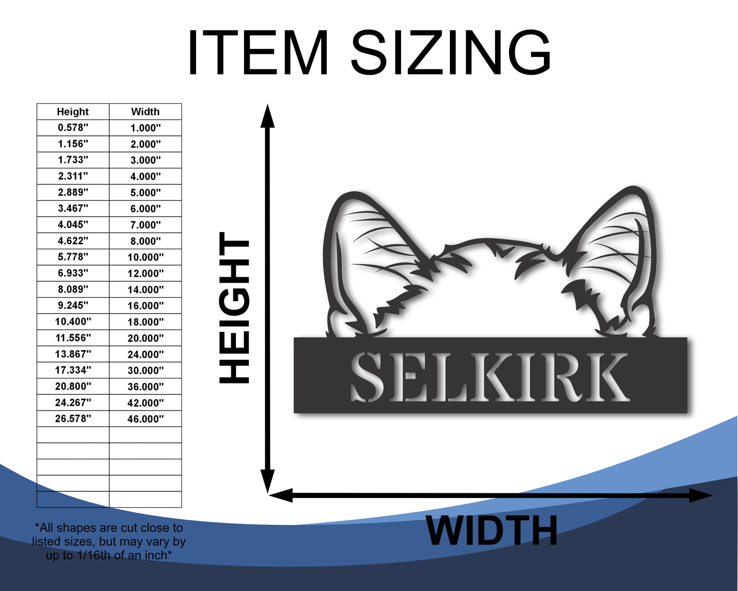 Custom Metal Selkirk Rex Cat Wall Art - Metal Cat Breed Sign - 20+ Color Options - Up to 46"