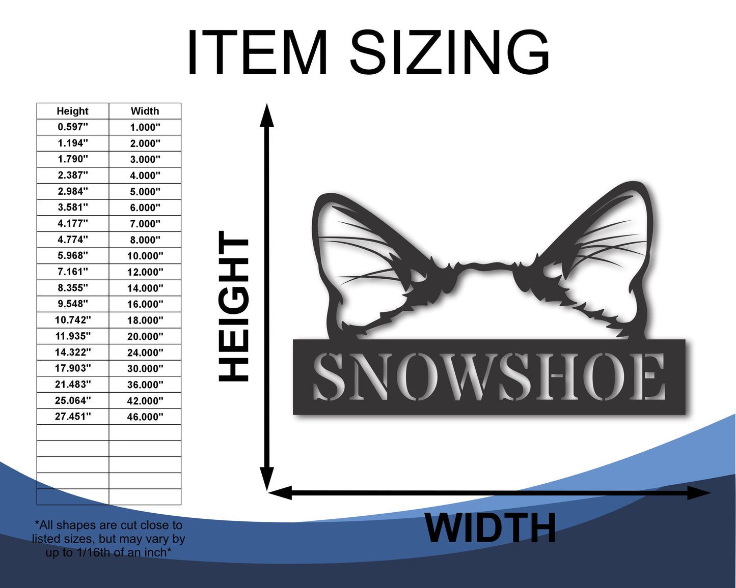 Custom Metal Snowshoe Cat Wall Art - Metal Cat Breed Sign - 20+ Color Options - Up to 46"