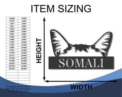 Custom Metal Somali Cat Wall Art - Metal Cat Breed Sign - 20+ Color Options - Up to 46"