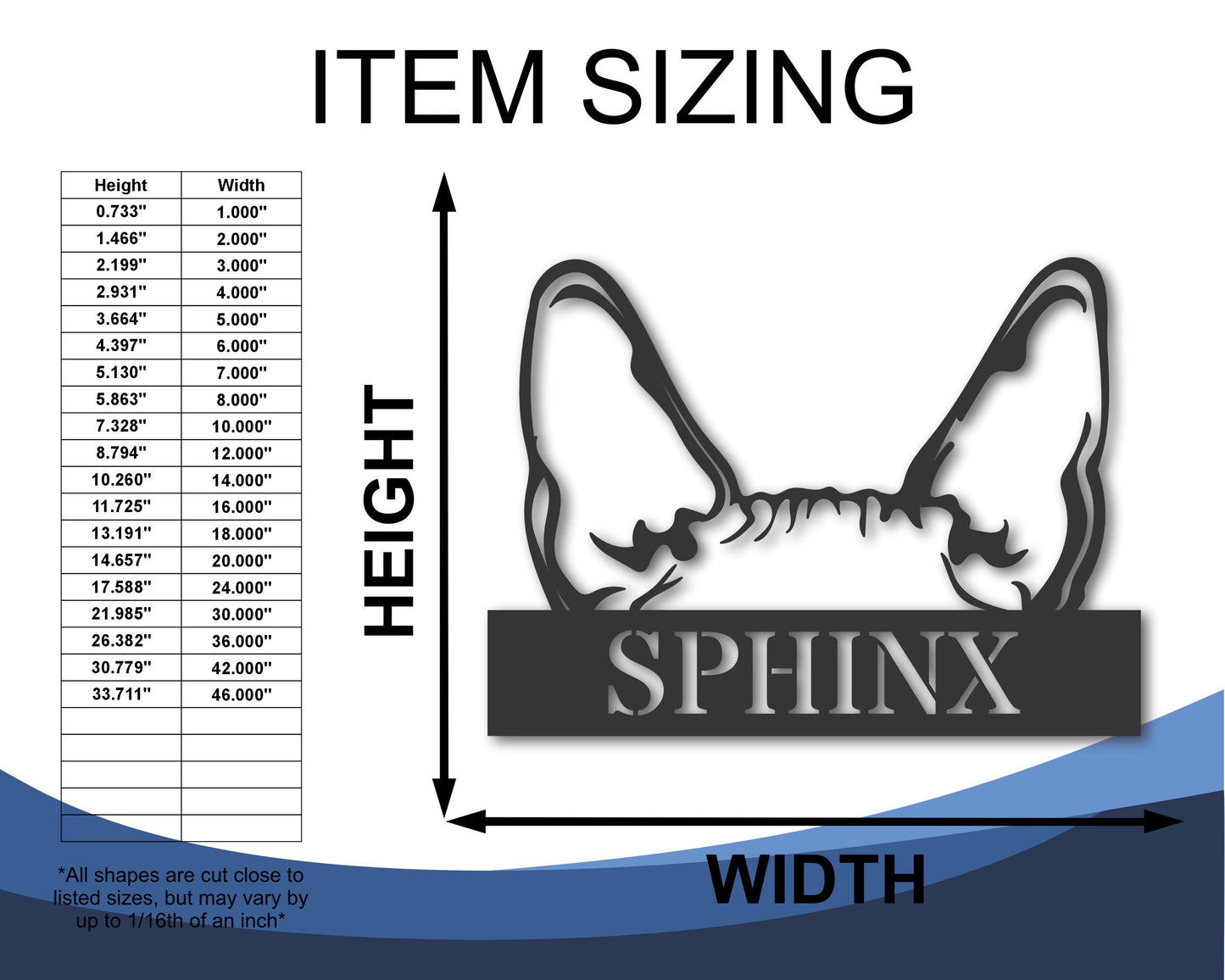 Custom Metal Sphinx Cat Wall Art - Metal Cat Breed Sign - 20+ Color Options - Up to 46"