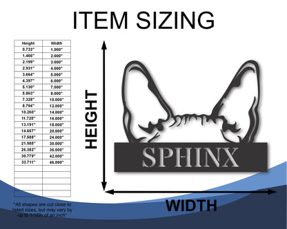 Custom Metal Sphinx Cat Wall Art - Metal Cat Breed Sign - 20+ Color Options - Up to 46"